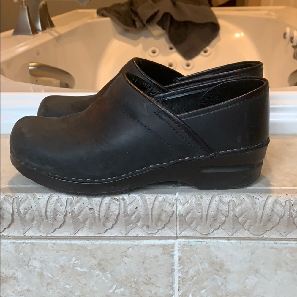 Sanita, slightly worn (maybe twice) black clogs.